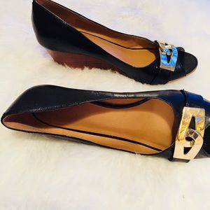 NineWest Black Wood Wedges